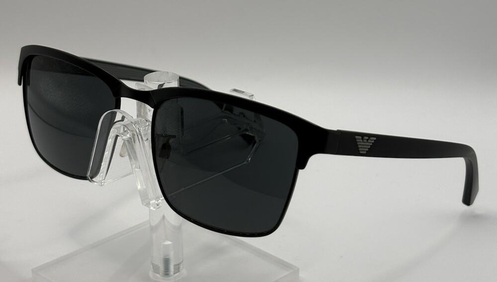 Emporio Armani EA2087 3014/87 Black Rectangle Sunglasses 56-18 142 Italy